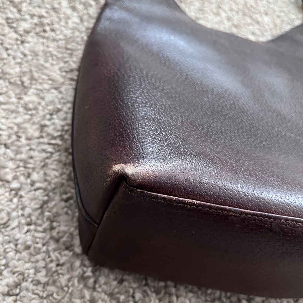 Vintage rustic Gucci leather bag with brown pouch and black bamboo handle gold - Picture 2 of 12